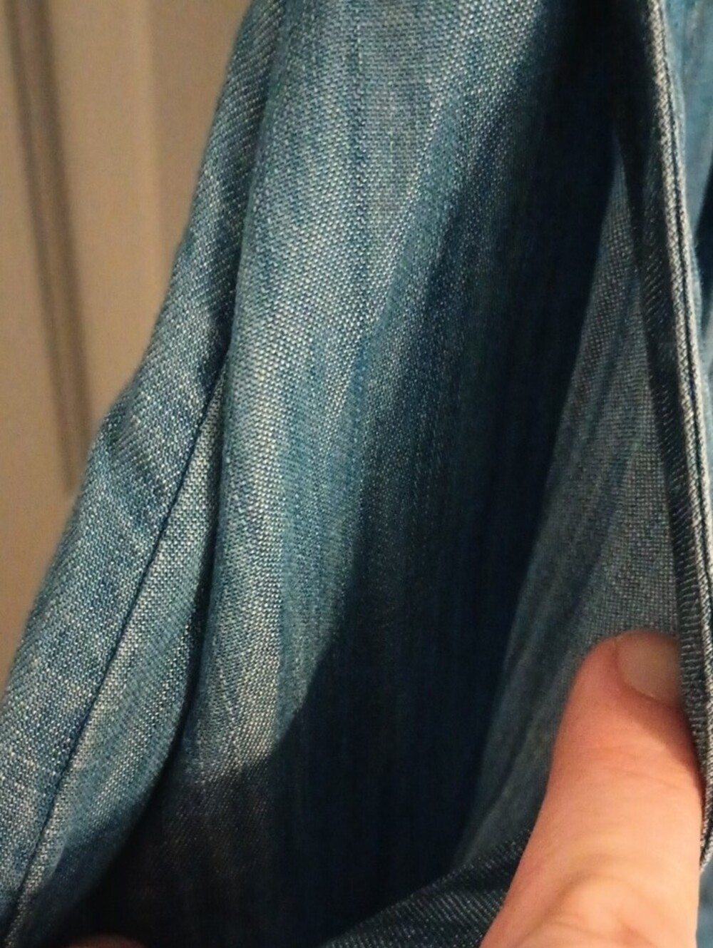 Lands' End Chambray Button-Front Midi Dress in Light Blue - Picture 8 of 9